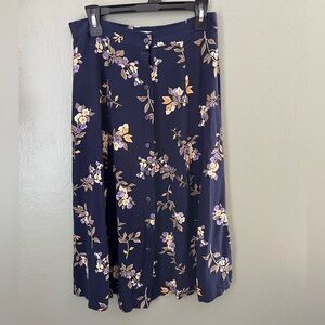 Vintage Sag Harbor Blue Purple Floral Skirt Size Medium